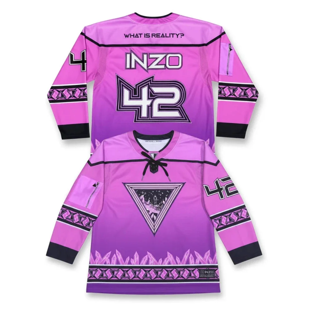 Inzo What Is Reality Hockey Jersey - Pink EDM RAVE Hockey Jersey XLarge XL